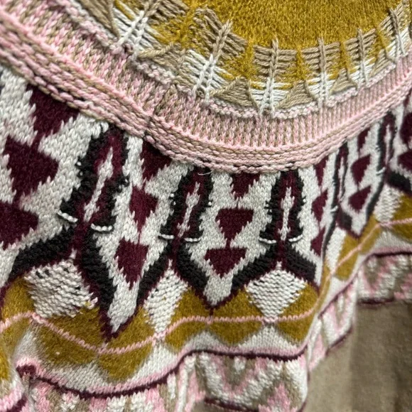 Sundance Fair Isle Knit Sweater PS Nordic Pattern Cotton Blend Crewneck Hippie - Picture 9 of 12